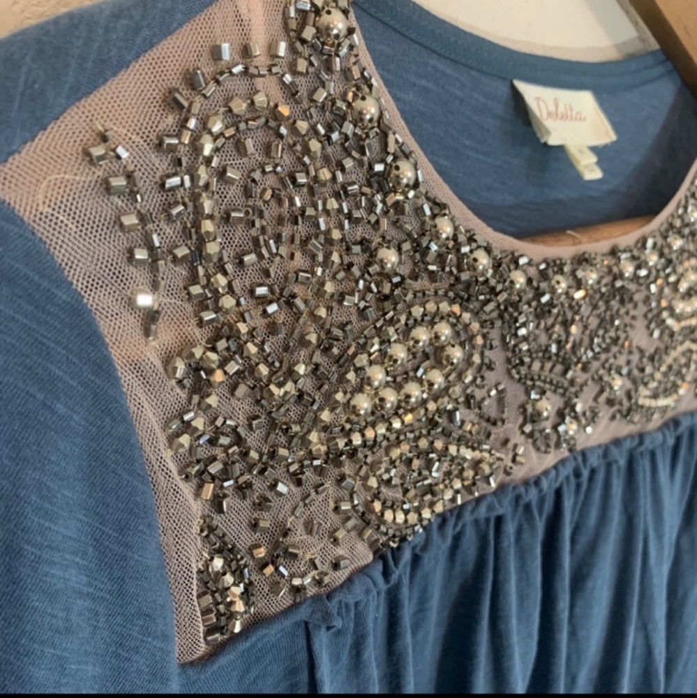 ⛰️Doletta Anthropologie sequin flounce Top - Picture 3 of 8